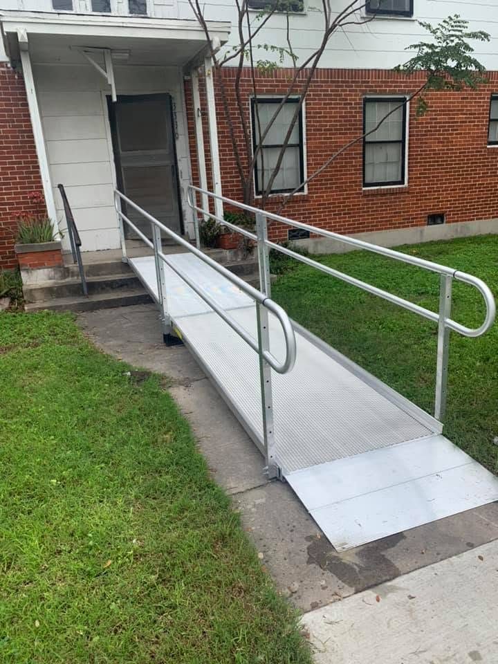 An accessibility ramp installed at a residence