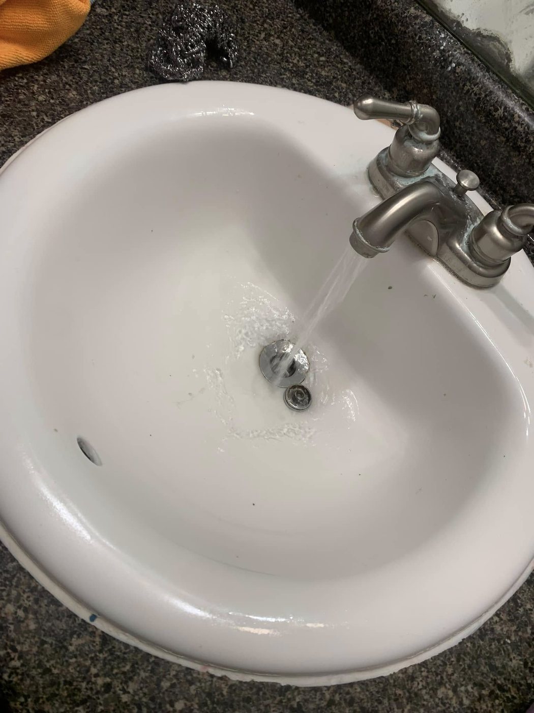 A resurfaced bathroom sink