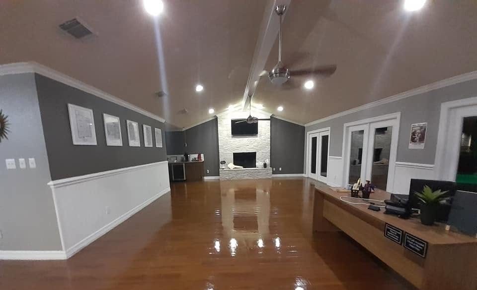 The same office floor, dried out and finished